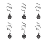 ZOMTTAR 6X Vintage Steampunk Black Roman Numerals Necklace Quartz Pendant Pocket Watch Gift