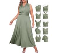 ZOMVA Plus Size Infinity Bridesmaid Dress with Bandeau Convertible Long Maxi Formal Evening Gown Prom for Wedding, Sage Green, Ankle Length, 0X-2X
