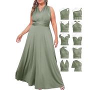 ZOMVA Plus Size Infinity Bridesmaid Dress with Bandeau Convertible Long Maxi Formal Evening Gown Prom for Wedding, Sage Green, Floor Length, 0X-2X
