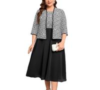 ZOMVA Plus Size Sparkly Mother of The Bride Dresses with Jacket 2 Piece Chiffon A-Line Dress Wedding Guest Formal