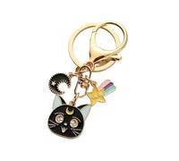 ZONABSQQ Anime Cat Keychain Cartoon Lucky Sailor Moon Enamel Metal Key Ring Holder Bag Charms Keyring for Women(12179-01-Black)