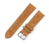 ZONABSQQ Leather Watchband 18mm 20mm 22mm 24mm Vintage Suede Watch StrapReplacement Tan Gray Beige Color for Men Women Watches(Tan-side wire,22mm)