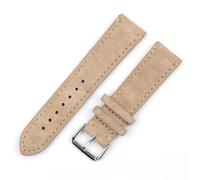 ZONABSQQ Leather Watchband 18mm 20mm 22mm 24mm Vintage Suede Watch StrapReplacement Tan Gray Beige Color for Men Women Watches(Beige-side wire,22mm)