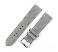 ZONABSQQ Leather Watchband 18mm 20mm 22mm 24mm Vintage Suede Watch StrapReplacement Tan Gray Beige Color for Men Women Watches(Gray-side wire,18mm)