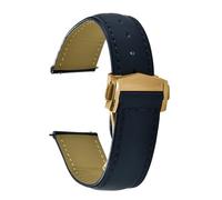 ZONABSQQ Luxury Watchband Quick Release Leather Watch Strap Smooth Design 19mm 20mm 21mm 22mm Soft Watch Band for Men Women with Butterfly Buckle(Blue-Gold Buckle,19mm)