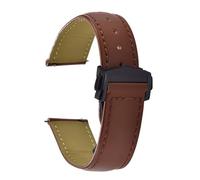 ZONABSQQ Luxury Watchband Quick Release Leather Watch Strap Smooth Design 19mm 20mm 21mm 22mm Soft Watch Band for Men Women with Butterfly Buckle(Brown-Black Buckle,21mm)