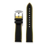 ZONABSQQ Rubber Watchband 18mm 20mm 22mm 24mm Hybrid Color Watch Strap Soft Straps Quick Relea Waterproof Watches(Black Yellow 1,24mm)