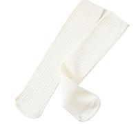 ZONABSQQ Spring Retro Wide Stripe Cotton Baby Kids Long Socks, Solid Color Knitted Breathable Over Knee High Socks(Ivory)