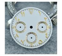 ZONABSQQ Watch Dial with Arabic Numerals 29MM High Quality Dial for VK63 Movement Custom Logo Includes VK63 Dial Tool Kit(A White Gold)