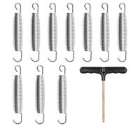 ZONADAH 10 Pack 13.5cm Trampoline Springs with T-Hook, Heavy Duty Galvanised Steel Dual Hook Replacement Parts, Rust Resistant Outdoor Trampoline Accessories for Garden Backyard