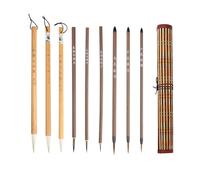 ZONADAH 10 PCS Calligraphy Brush Calligraphy Kanji Brushes Mixed Sizes Chinese Calligraphy Brush Set with Bamboo Holder for Watercolour Painting Drawing Kanji Japanese Writting