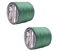 ZONADAH 2 Pack 600m PE Braided Fishing Line 4 Strands 88lb 40kg Green Strong Braid Line for Spinning Reel Saltwater Freshwater Rock Beach Boat Bait Casting Heavy Duty Fishing Cord