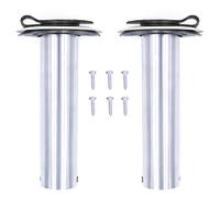 ZONADAH 2X Heavy Duty Stainless Steel 316 Fishing Rod Holders, Marine Grade, Flush Mount Fishing Rod Pole Holders, 90 Degree