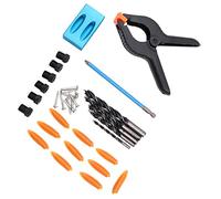 ZONADAH 34pcs in Set Hole Drilling Guide Set, 15 Degree Angle Locator Bits, Hole Jig Woodwork Guide Clamp Locator Set Kit Woodworking Hand Tools Punch Locator Positioner