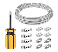 ZONADAH 3mm 10M 304 Stainless Steel Vinyl Coated Hanging Wire Cable Kit with Thimbles Crimping Sleeves Wire Rope Clips for Garden Plants Supporting, Picture Lights Hanging Clotheslines Rigging Wire