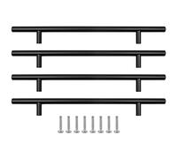 ZONADAH 4 Pack Matt Black T Bar Cabinet Handle - 192mm Stainless Steel Drawer Pulls for Kitchen, Wardrobe, Cupboard - 150mm Length