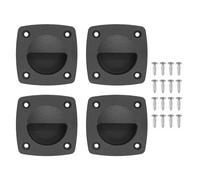 ZONADAH 4 pcs Nylon Square Deck Hatch Handle Flush Pull Recessed Sliding Door Handle for Marine Yacht Fishing Boat Marine Boat Yacht Cabin Accesories Black
