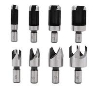 ZONADAH 8pcs in Set Wood Plug Cutters Roundwood Wood Plug Tenon Drill Bit Cutter Shank Plug Cutter Assortment Size 6mm/ 10mm/ 13mm/ 16mm Woodworking Wood Board