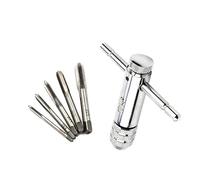 ZONADAH Adjustable Size M3 M4 M5 M6 M8 Hand Screw Thread Tapping Tool Chrome Plated Steel T-Handle Reversible Ratchet Wrench Tap Threading Tool