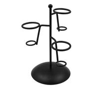ZONADAH Black Iron Ice Cream Cone Holder Stand with Base 3 Holes Metal Baking Cooling Rack to Display Snow Cones Rolls Popcorn Candy French Fries