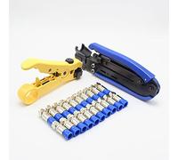 ZONADAH F-Connector Crimper Stripper Cutter Set for Coax Coaxial Cable RG6 RG59 RG11 Hand Compression Crimping Cutting TV Cable Hand Tool 20x F Compression connectors Included