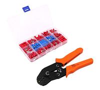 ZONADAH Ferrule Crimper Tool, Ratcheting Insulated Terminal Pliers, AWG 23-13 (0.25-2.5mm²), Brown Handle, Includes 240 Wire Connectors, Cable Crimping Kit