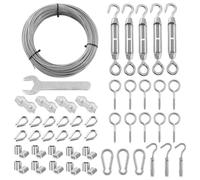 ZONADAH Garden Wire 30M/2mm PVC-Coated Stainless Steel Wire Rope Kit,M5 Turnbuckle Wire Tensioner Kit,Fence Wire Roll Kit,Cable Railing Kit,Vine Eyes for Climbing Plants Picture Frames Wire Hanging