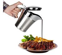 ZONADAH Gravy Boat with Lid 750ml Gravy Boat Stainless Steel Gravy Jug Double Wall Insulated Dining Table Sauce Jug Gravy Pot Serving Jug Bucket for Cream Milk Gravy Custard