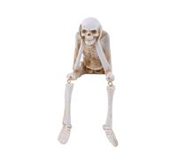 ZONADAH Halloween Skeletons Statue Hear No Evil Skeleton Figurines Sitters Artificial Realistic Skull Decorations for Home Haunted House Halloween Party Decor