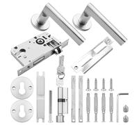 ZONADAH Indicator Bolt Lever Door Lock, Complete Set with T-Bar Bathroom Handles, Bathroom Lock, Thumb Turn & Release Set- White