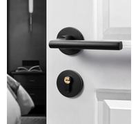 ZONADAH Matt Black Indicator Bolt Lever Door Lock, Complete Set with T-Bar Bathroom Handles, Bathroom Lock, Thumb Turn & Release Set
