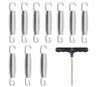 ZONADAH Pack of 10 Pcs 12cm Springs with Free T-Hook for Trampoline Dual Hook Heavy Duty Rust Resistant Galvanised Steel Trampoline Parts Easy Install Replacement Outdoor