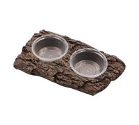 ZONADAH Reptile Double Bowl Water and Food Dish, Resin Feeding Pot for Turtle, Gecko, Snake, Lizard, Chameleon, Bearded Dragon, Amphibians, Terrarium Habitat Decoration Feeder Basin