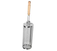 ZONADAH Rolling BBQ Grill Baskets 41.5x8.5cm Removable Nesting Grill Baskets with Wooden Handle Stainless Steel Barbecue Accessories for Meat Fish Vegetables Outdoor Cooking Camping