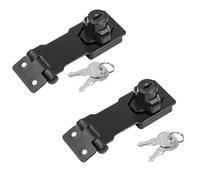 ZONADAH Set of 2 Keyed Hasp Locks 2.5 Inch Twist Knob Catch Latch with Keys Safety Lock Plate Locking Hasp for Doors Drawers Cabinets Tool Box Cupboards Black