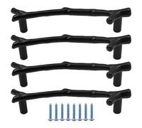 ZONADAH Set of 4 Door Handles Wardrobe Drawer Handles Matt Black Tree Branch Shape Cabinets Handles, Hole Distance 96mm Knobs for Drawer Cabinet Wardrobe Door Home Kitchen Bathroom