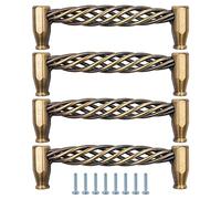 ZONADAH Set of 4 Traditional Drawer Cabinet Handle, Hole Distance 128mm, Metal Bird Cage Furniture Door Pull Handles, Antique Bow Handle, Drawer, Door, Cupboards, Bathroom, Kitchen, Bronze Color