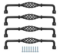 ZONADAH Set of 4 Traditional Drawer Cabinet Handle, Hole Distance 192mm, Metal Bird Cage Furniture Door Pull Handles, Antique Bow Handle, Drawer, Door, Cupboards, Bathroom, Kitchen, Bronze Color