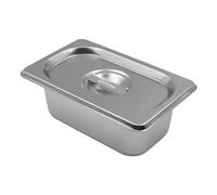ZONADAH Stainless Steel Steam Hotel Pan 1/9 Size with Lid 6.5 Depth 17.6X 10.8cm Fraction Box Anti Jam Counter Pan Food Service Pan for Kitchen