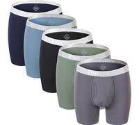 ZONBAILON Mens Pouch Boxer Briefs Big and Tall Bamboo Viscose Breathable Long Leg Underwear Pack, 5-multi-02, L