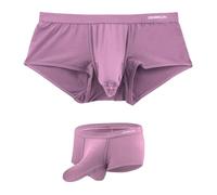 ZONBAILON Mens Sexy Front Opening Fly Access Briefs Low Rise Bulge Enhancing Pouch Bamboo Viscose Underwear Pack, 1*purple( Separate Pouch), M