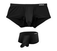 ZONBAILON Mens Sexy Front Opening Fly Access Briefs Low Rise Bulge Enhancing Pouch Bamboo Viscose Underwear Pack, 1*black( Separate Pouch), XL