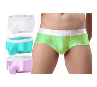 ZONBAILON Men's Sexy Underwear Bulge Pouch Ice Silk Underpants Low Rise Trunks Short Leg Boxer Briefs, 4pcs-04-purple+fluorescent Green+bright Green+white, M
