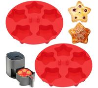 ZONBBEE 2 Pcs Silicone Mini Air Fryer Muffin Cupcake Tray for Oven Baking,Deep Star Ramekins Muffin Tray Cup Cake Pan for Air Fryer Liners Basket Accessories Baking Muffin Cakes Pudding