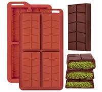 ZONBBEE Chocolate Bar Moulds Deep Silicone Non Stick 2 Pack,Dubai Shapes Thick Candy Stuffed Bar Mould for DIY Filling Big Knafeh Pistachio Snacks