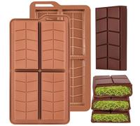 ZONBBEE Chocolate Bar Moulds Silicone Non Stick 0.82inch Deep,2 Pack Large Dubai Stuffed Bar Mould for Making DIY Filling Thick Chocolate Pistachio Candy Snacks