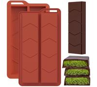 ZONBBEE Chocolate Bar Moulds Silicone Non Stick 2 Pack,Deep Dubai Shapes Big Candy Stuffed Bar Mould for Filling Knafeh Pistachio Granola Bar