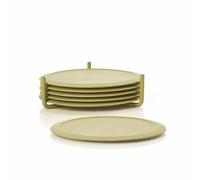 Zone Denmark glass coasters Singles Leek Green set of 6 with holder, silicone...