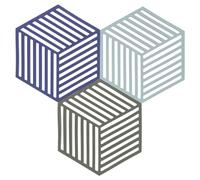 Zone Denmark Hexagon Trivets, Heat Resistant Silicone Pot Stands, Decorative & Practical Table Mats, Set of 3, 16 x 14 cm, Indigo/Fog/Olive Taupe