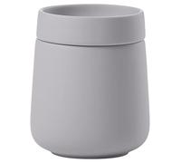 ZONE DENMARK Nova One Ceramic Storage Box with Lid for Bathroom Utensils such as Cotton Pads & Cotton Buds Diameter 3.3", Height 3.39", Capacity 290 ml,Gull Grey